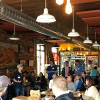 Attendees enjoy some brews